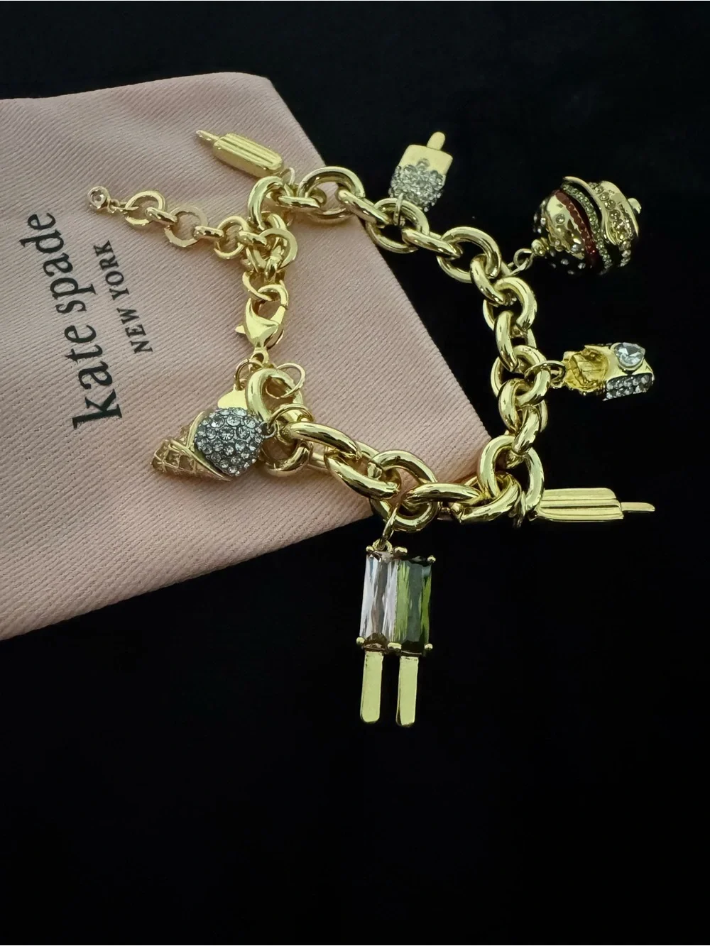 kate spade New York Gold Tone Fast food charm Bracelet - Gold tone
